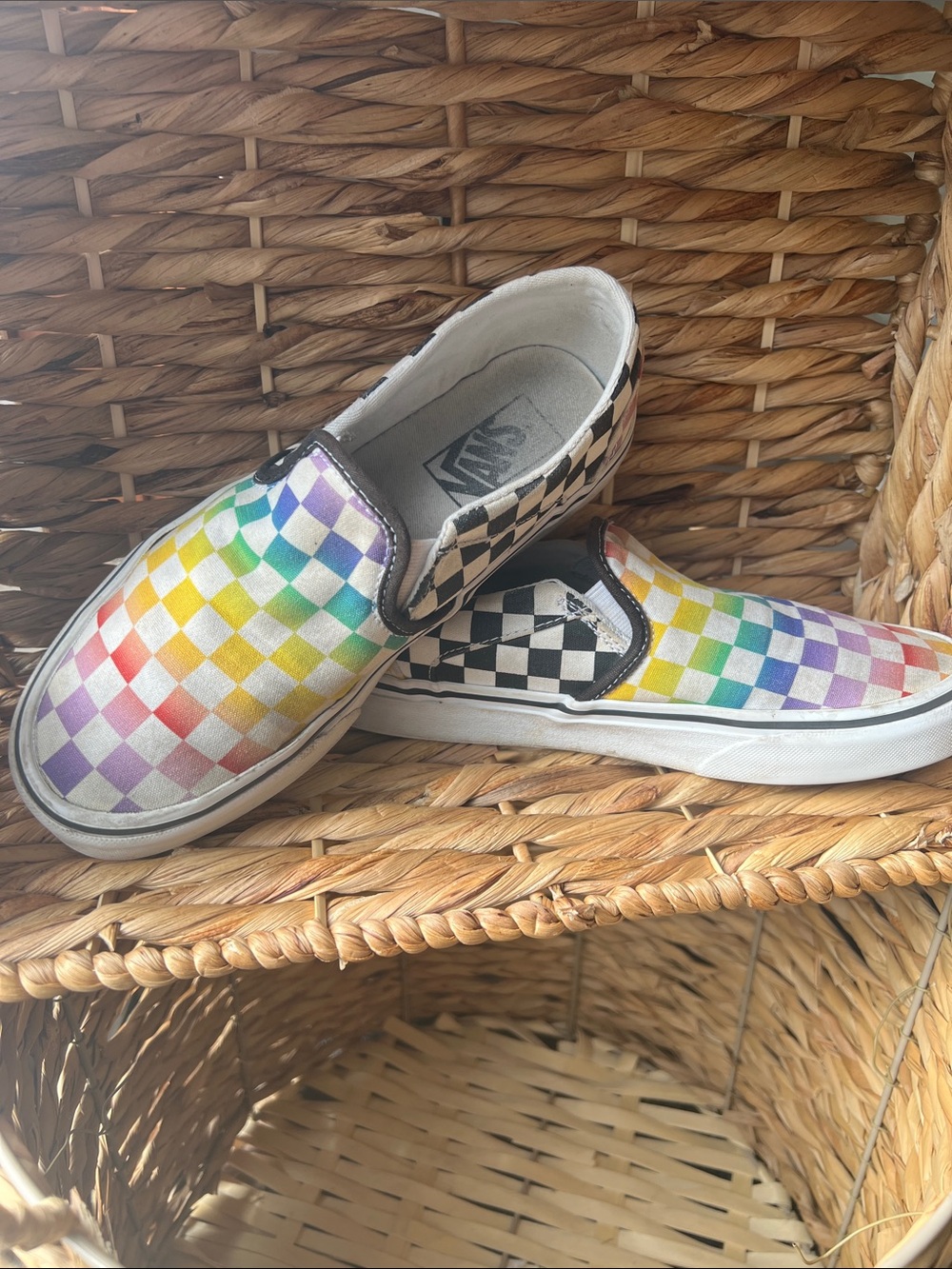 Vans Rainbow Checked Slip-Ons
